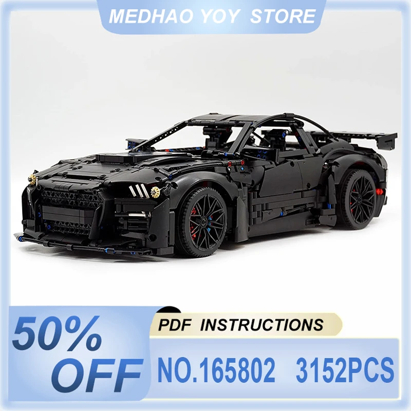 

New Technical MOC- 165802 Black Super Sprots Car Model Building Blocks Brick DIY Toys Assembly Birthday Christmas Gifts For Kids