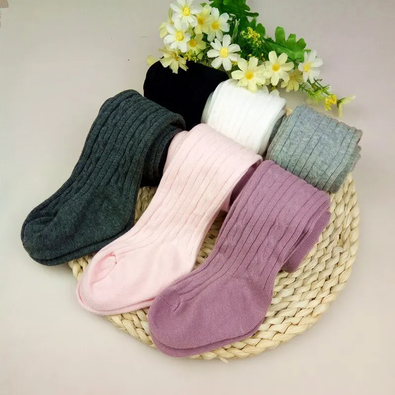 Baby Autumn Winter Soft Tights Newborn Toddler Kid Girl Ribbed Stockings Cotton Warm Elastic Pantyhose Solid Tights