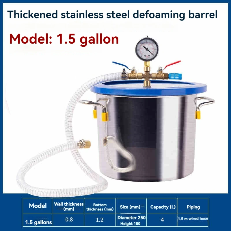 6 Gallon 27L RVS Vacuüm Ontgassingskamer Vacuüm Ontschuimingsvat Voor Siliconenhars AB Lijm 30x30CM Acryl Deksel