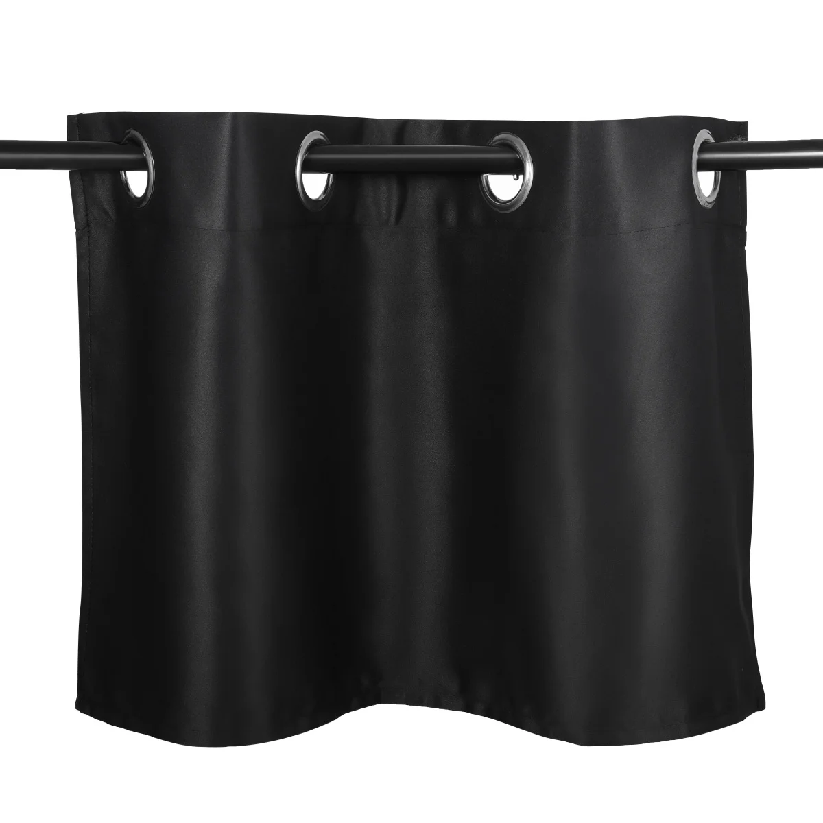 Tirai Pendek Premium Hitam 74x46cm untuk Dapur, Pelindung Sinar Matahari, Tirai Dekorasi Murni untuk Pintu dan Jendela