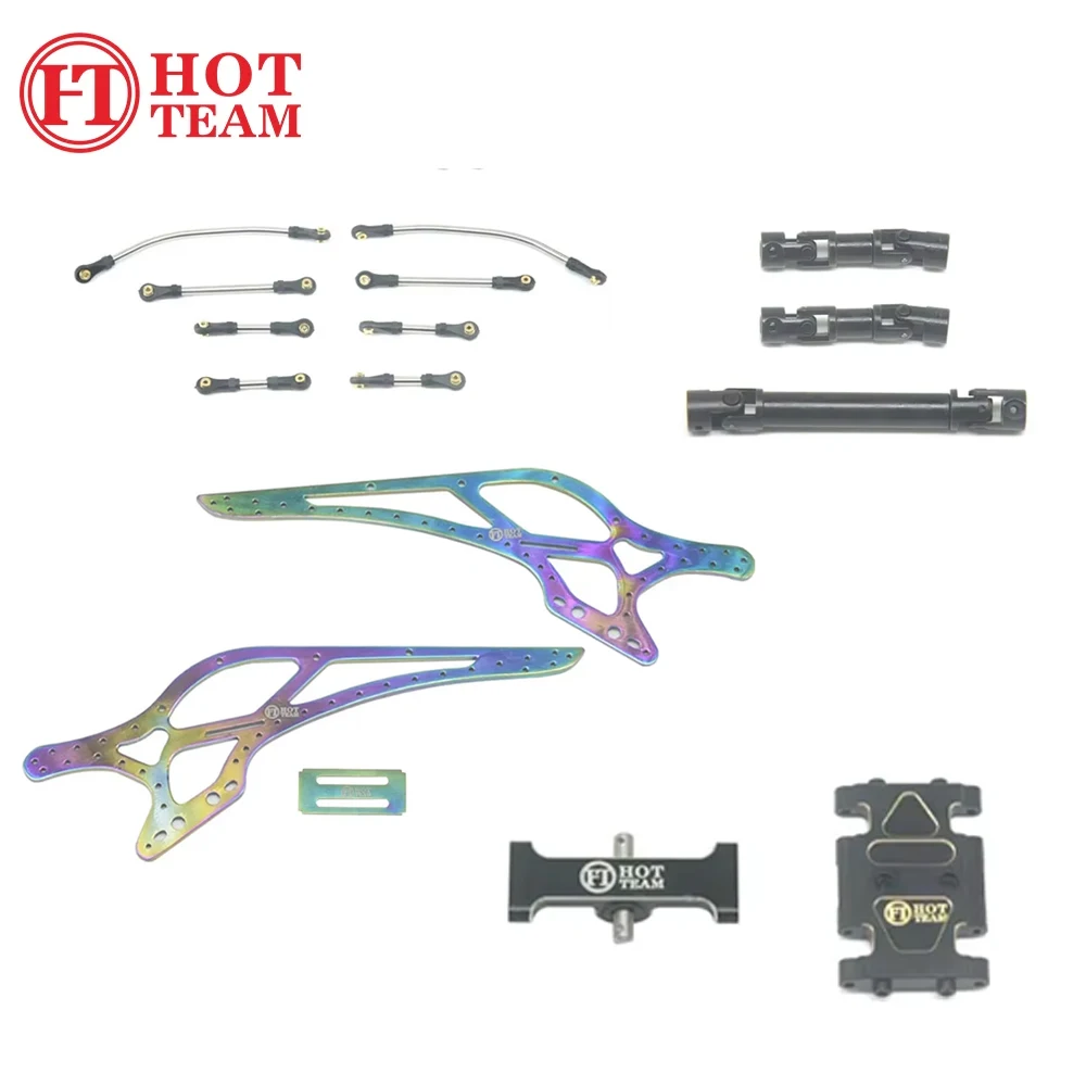 Hot Team Titanium LCG Chassis Frame Links Driveshaft Hanger Beam Brass Skid Plate Set for Axial SCX24 1/24 RC Parts