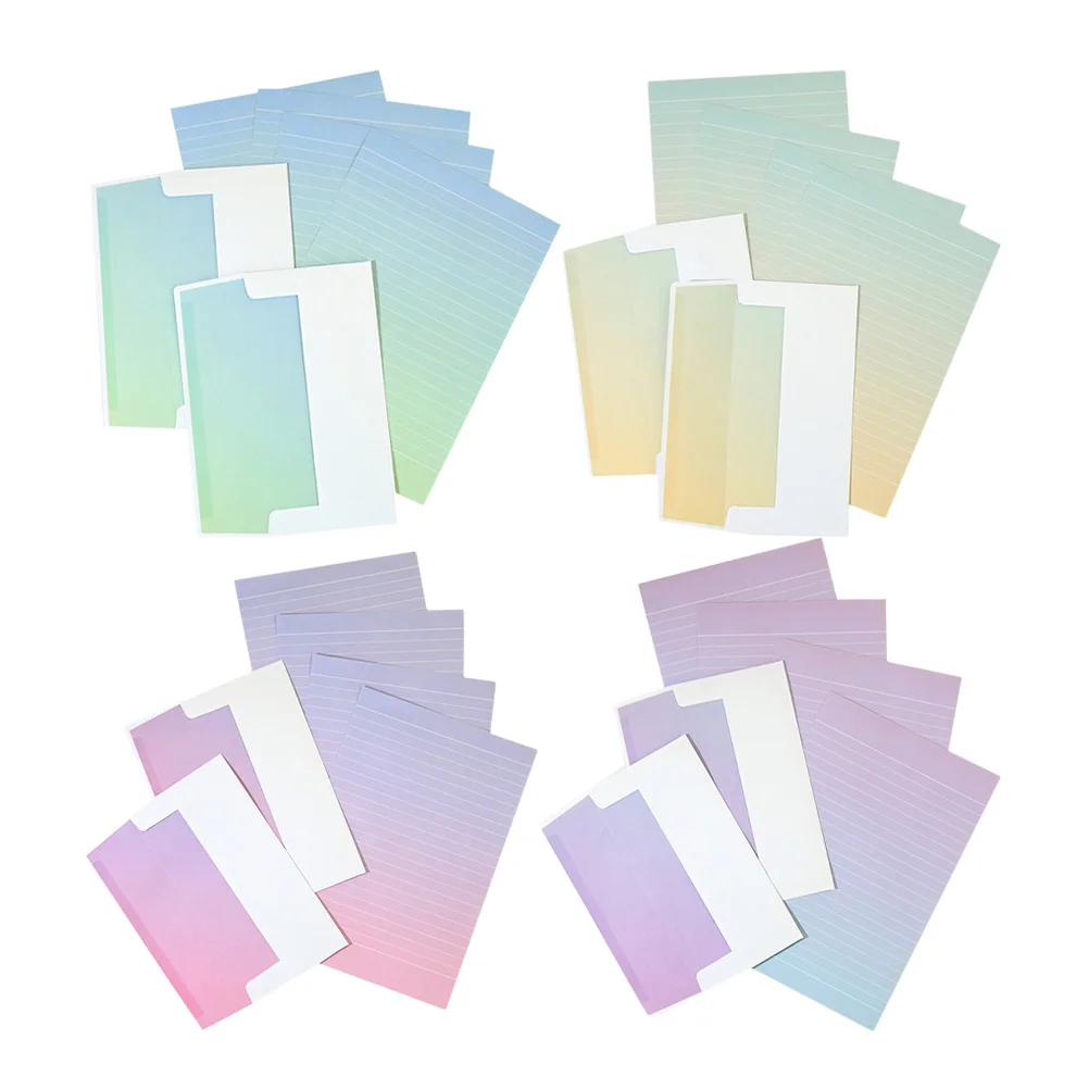 4Sets Beautiful Gradient Envelopes and Stationery Set Fashionable Writing Paper for Personal Professional Correspondence