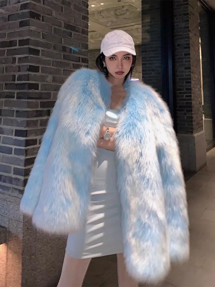 2025 الملابس النسائية مزاجه تقليد الثعلب الفراء معطف الفرو شتاء جديد 1125 #4
