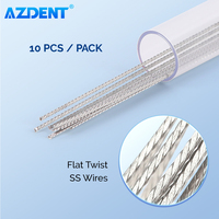 10PCS/Pack AZDENT Dental Orthodontic Lingual Retainer Wires Flat Straight Twist Wires Stainless Steel 15cm Dentistry Materials
