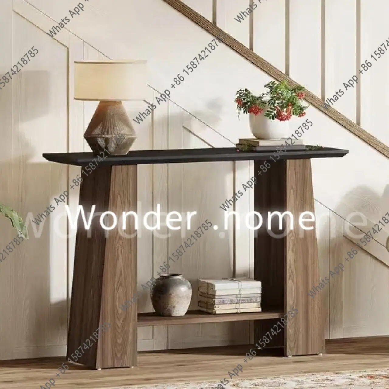 Medieval creative solid wood color separation entrance table living room sofa back few lockers designer art display side table