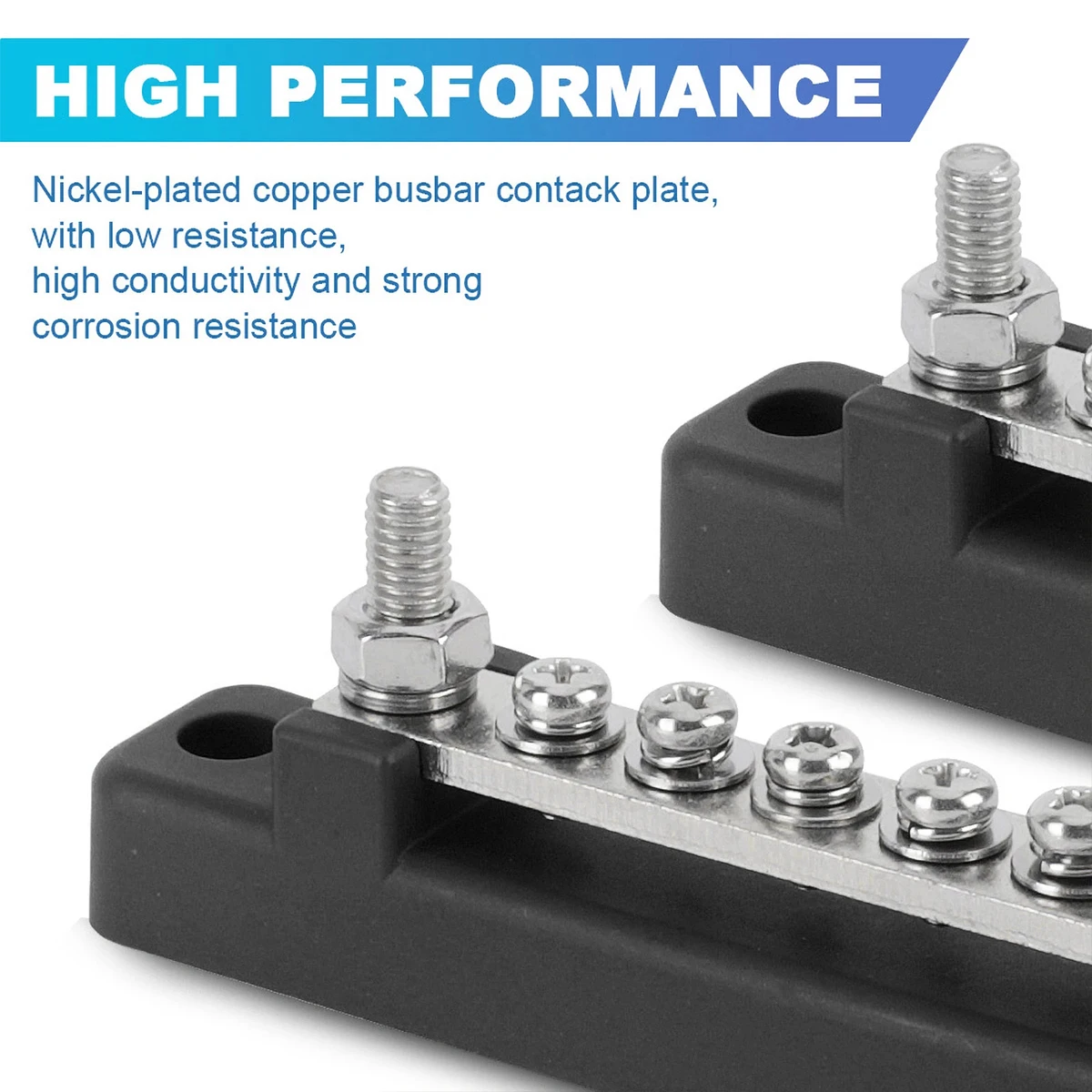 6 Way Bus Bar Terminal Block 300V AC/48V DC 130A AC/150A DC Power Distribution Terminal Block with Cover Heat Shrink Tubing