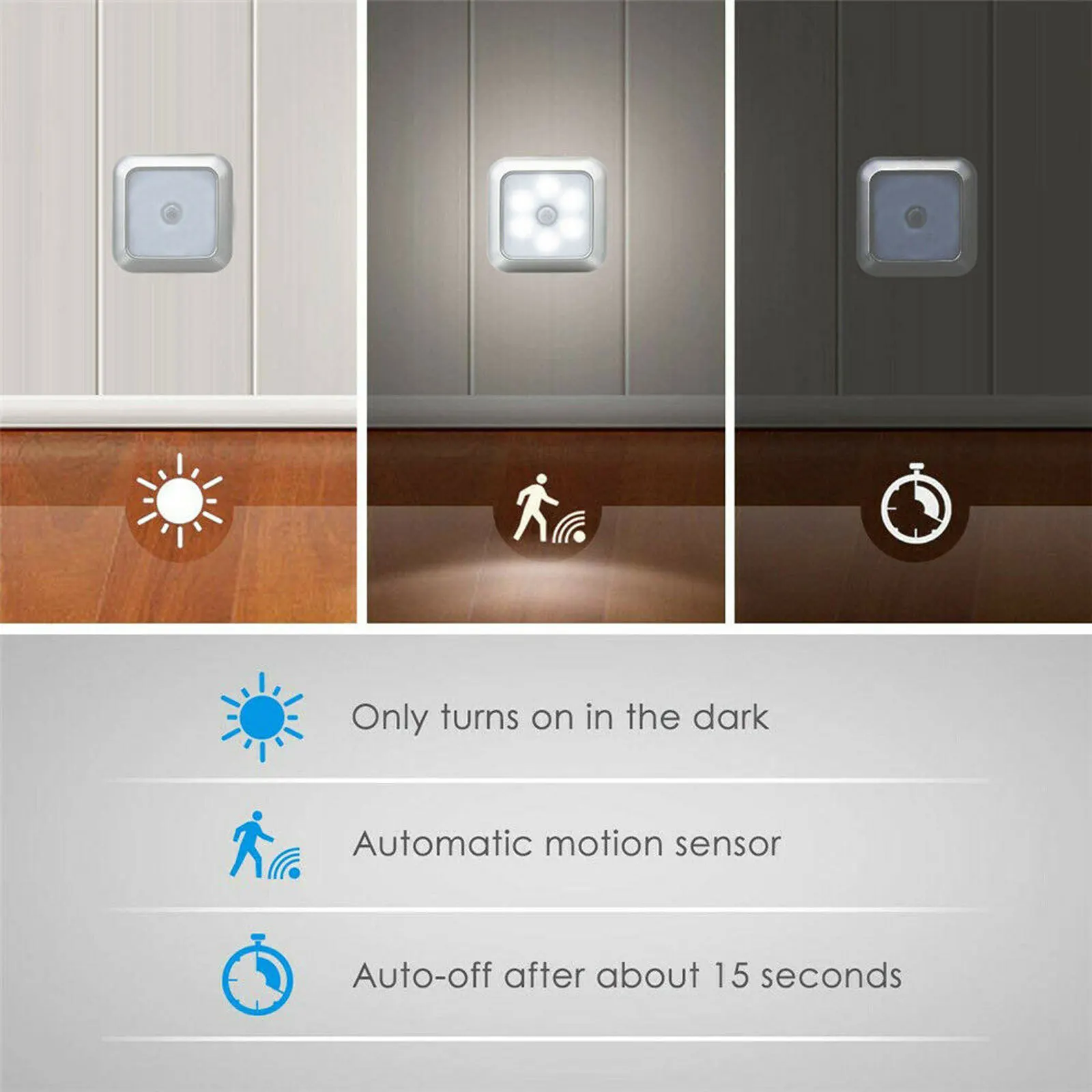 Wireless Motion Sensor Night Light 120 Degree Angle Battery Powered Cabinet Closet Stair Lamp Human Body Sensor Stairs Wall Lamp