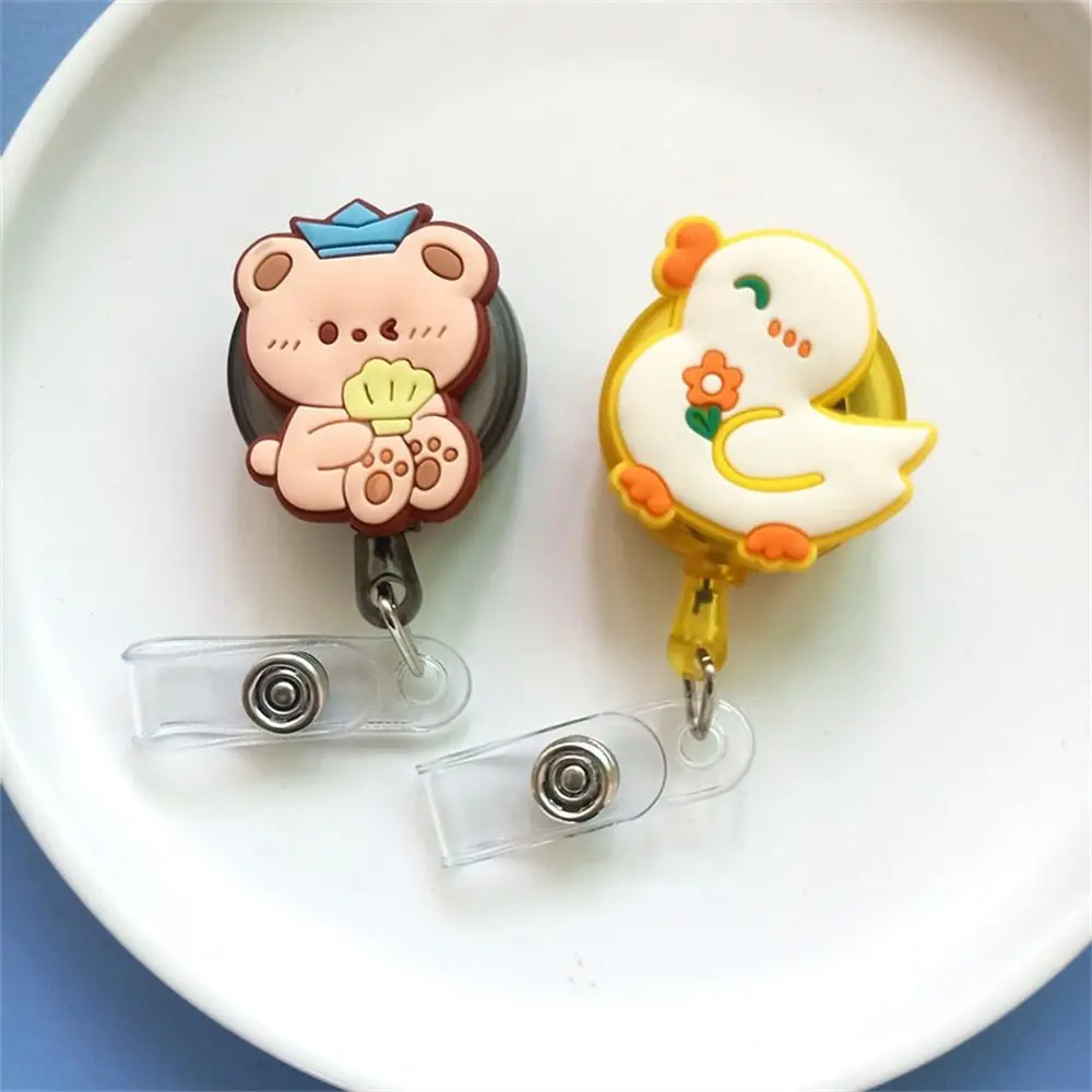 Animali dei cartoni animati Infermiera Badge Reel Orso Coniglio Dinosauro Porta badge retrattile Carta pettorale Carta d'identità Fibbia facile da tirare