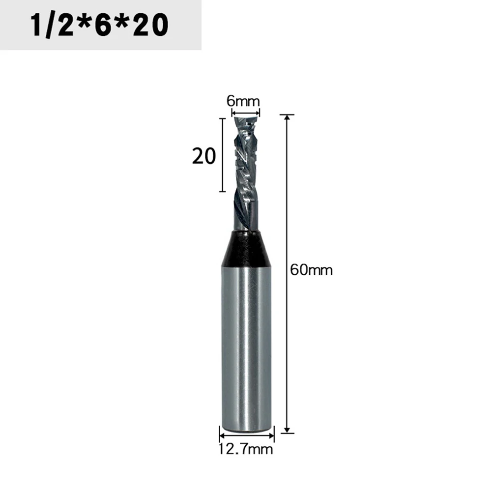 1/2 Inch Shank Compound Spiral Straight Router Bit Carbide CNC Trimming Slot Milling For Wood Engraving Double Veneer Cutting To