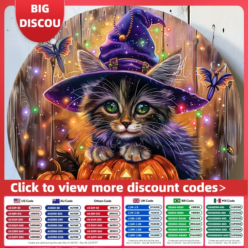 ハロウィーンのビンテージスタイルの猫,ロープ付きの装飾的なアクリルサイン,壁の吊り下げ,多目的の農家,家の装飾