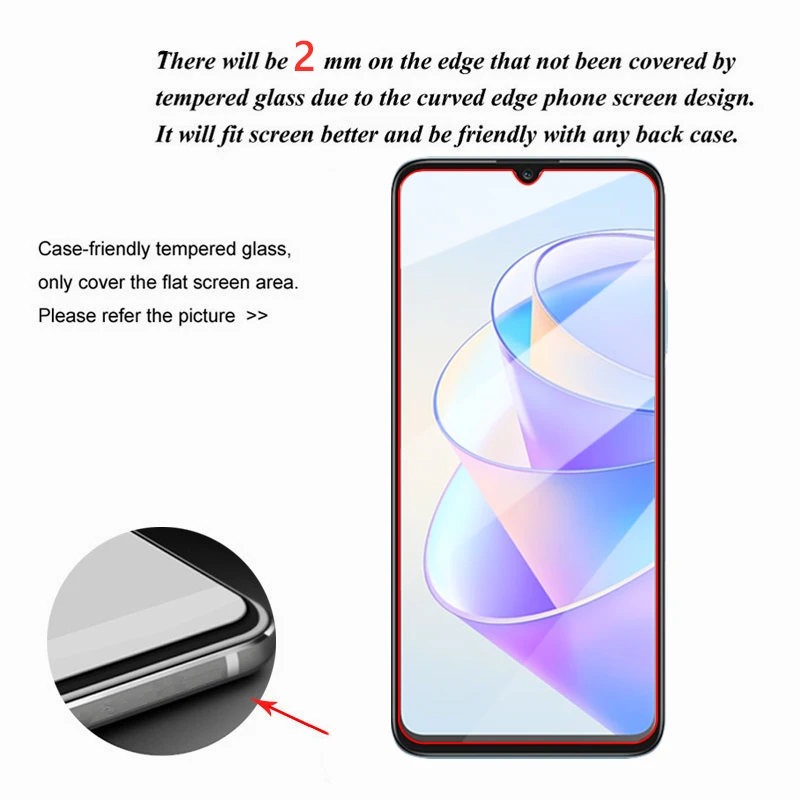 For Honor X7A Glass 6.75 inch Transparent Full Glue Screen Protector For Honor X7A Tempered Glass For Honor X7A 5G Lens Film