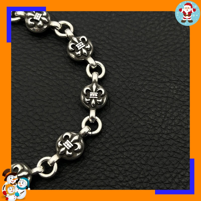 Trendy Brand High-end Retro Scout Flower Ball Bracelet with Scout Flower Iris Domineering Classic Old Couple Model