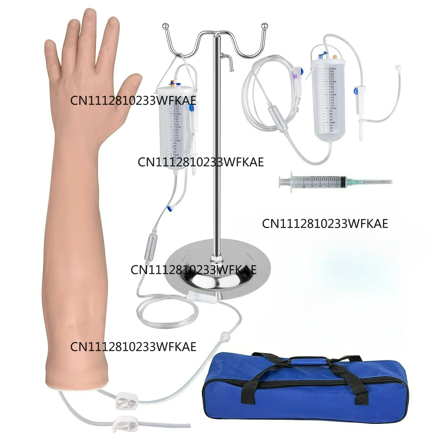 Intravenous Puncture Practice Arm Kit with Infusion Stand PVC Latex Arm with Storage Bag Infusion Training Injection Model