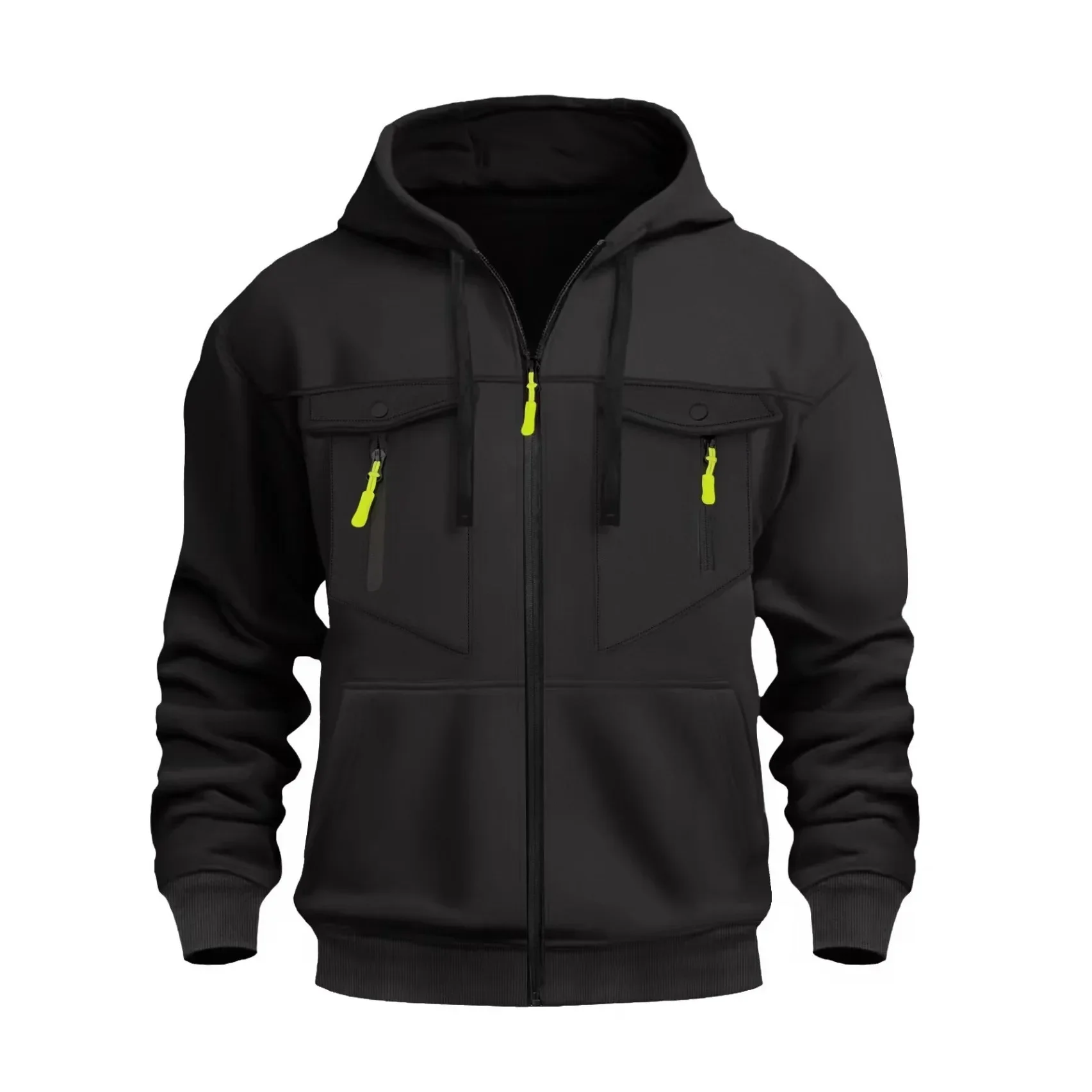 2026 Men's Casual Zipper Hoodie Fashionable Street Style Comfortable Loose Version Autumn/Winter Warm Hoodie Men's Clothing