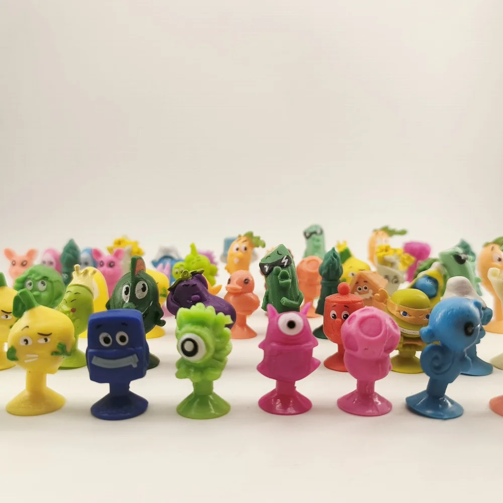 20-60 Uds. Suave 2,5 cm Stikeez Mini frutas y verduras animales pan figuras de acción modelos lindos muñecos de dibujos animados juguetes para niños regalo