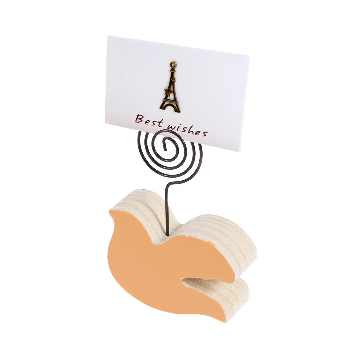 Wooden Animal Shape Desktop Note Holder Photo Paper Clip Spiral Base Message Stander for Table Numbers Menu Cards Birthday Gift