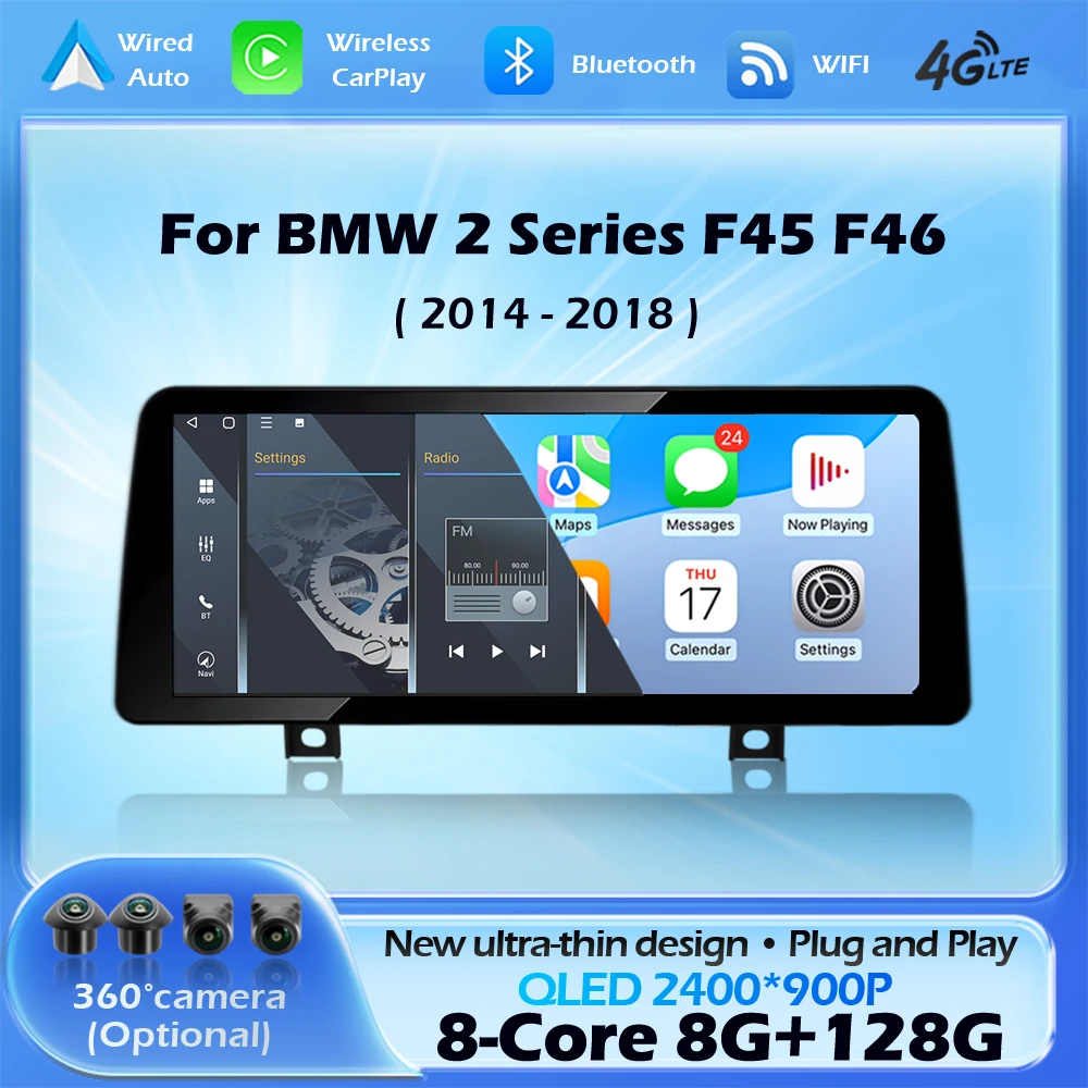QLED Screen Android16 For BMW 2 Series F45 F46 2014 - 2018 NBT EVO System Car Multimedia Player Navigation GPS 4G WIF DSP Stereo