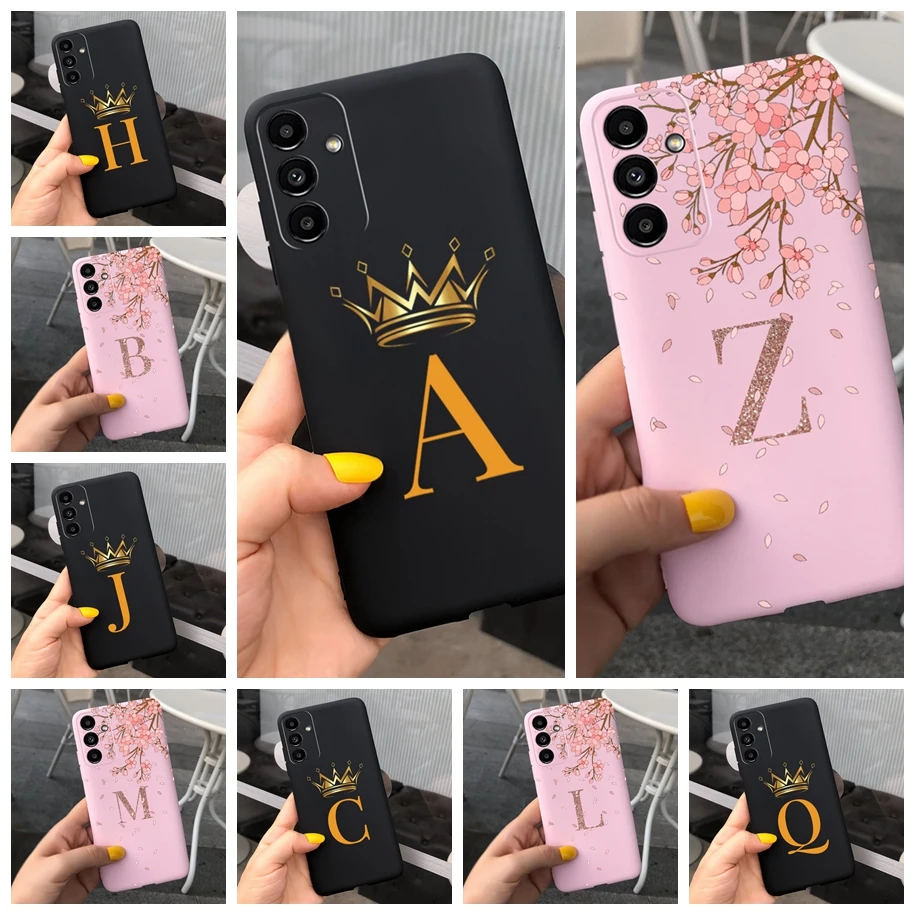 For Samsung Galaxy A14 Case 2023 Fashion A Z Initial Letters Soft Silicon Couple Phone Case For Samsung A14 A24 A34 M14 5G Cover