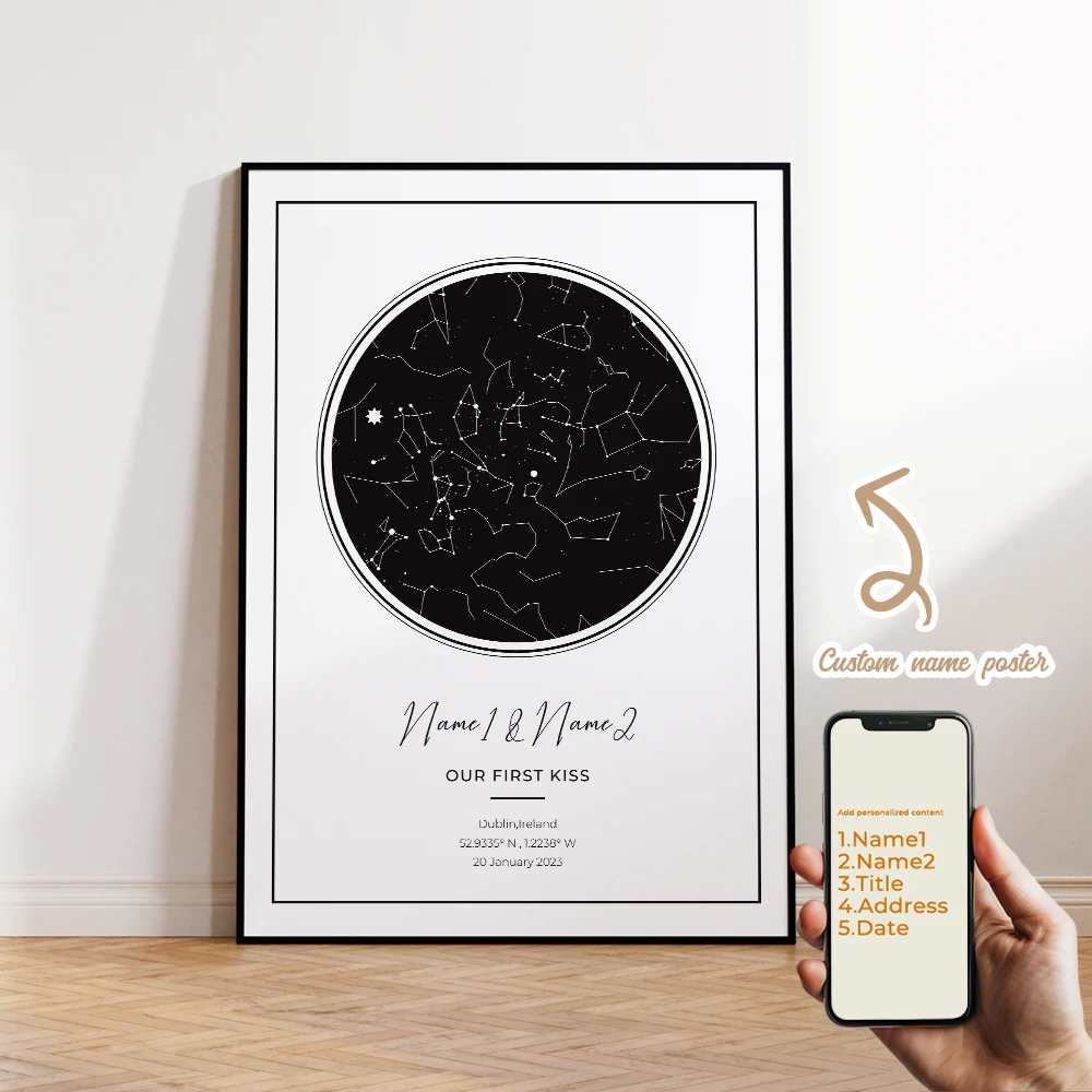 الحديثة مخصصة شخصية ليلة السماء ستار خريطة الرسم على لوحات القماش الجدارية المشارك يطبع لوحات صورة لغرفة المعيشة ديكور المنزل