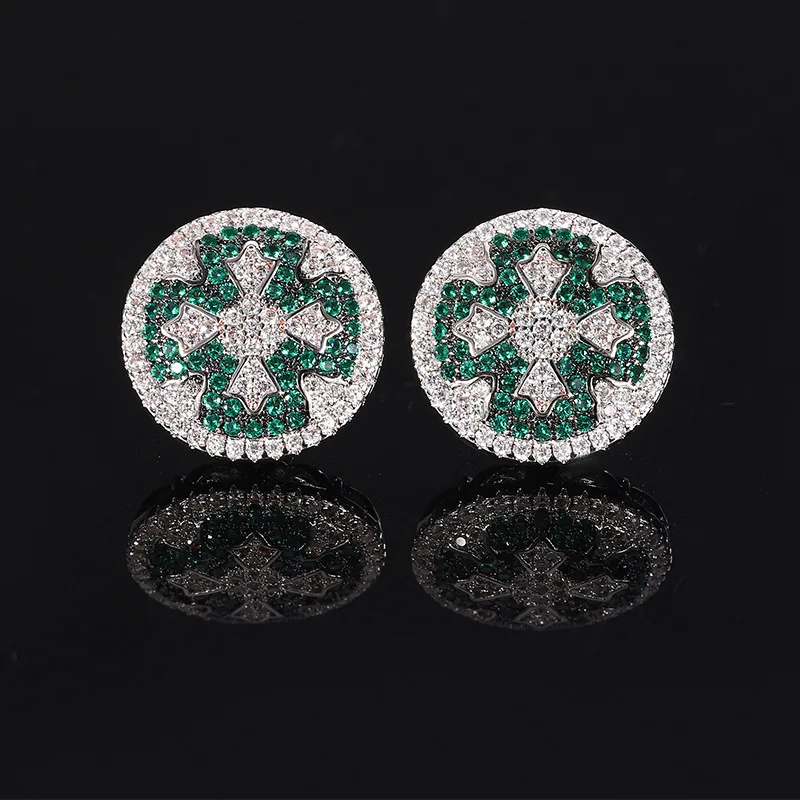Round Stud Earrings with Multi Color Gemstones Intricate Design for A Touch of Elegance Perfect Modern Geometric Women Jewelry