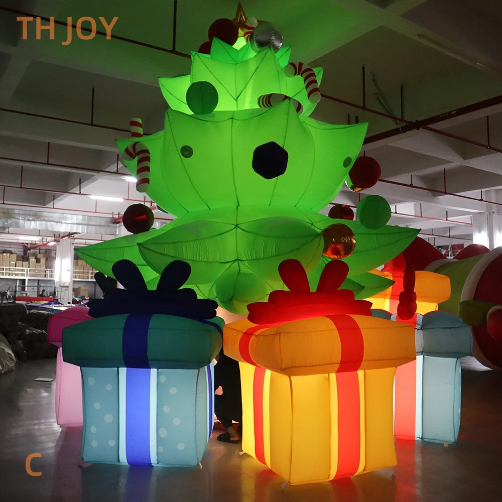 

fast air ship to door, 2025 new design inflatable Christmas tree balloon, LED lighting Christmas tree inflatables