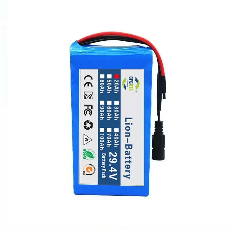 24V 7s2p 20Ah 18650 lithium-ion battery pack 29.4v 20000mah battery+charger