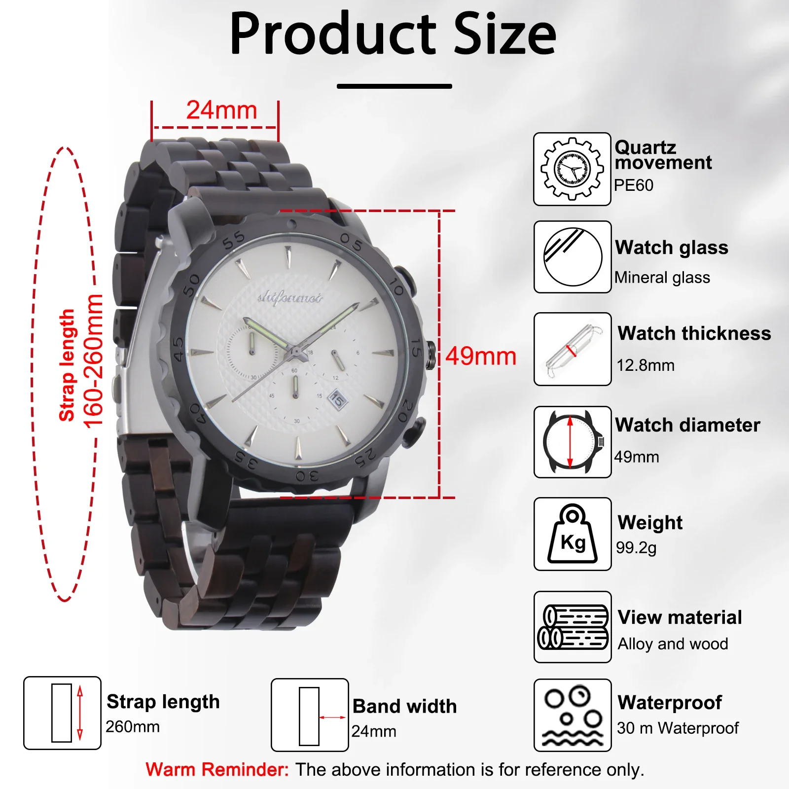 Kity Kiss Luxus-Multifunktions-Herren-Quarzuhr aus Holz mit mehreren Zeitzonen, wasserdichte Nachtlichtuhr, exquisites Festival-Geschenk