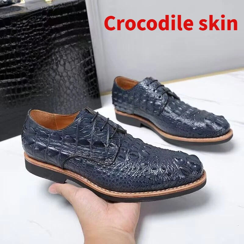 

Men's Dress Wedding Leather Shoes Crocodile Skin Handmade Goodyear Handicraft Banquet Derby Luxury Comfortable Leather Shoes Man