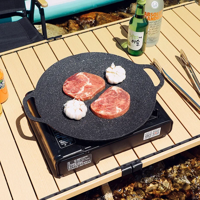 Outdoor Camping Baking Pan Household Medical Stone Korean Barbecue Plate Non-stick Pan Card-style Stove Outdoor Teppanyaki