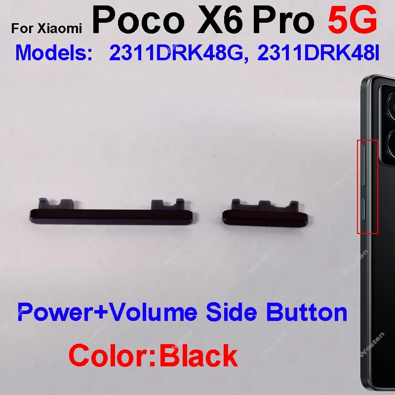 Power Volume Audio Small Side Keys On Off Power Volume Buttons For Xiaomi Poco X6 Pro Replacement Repair Parts