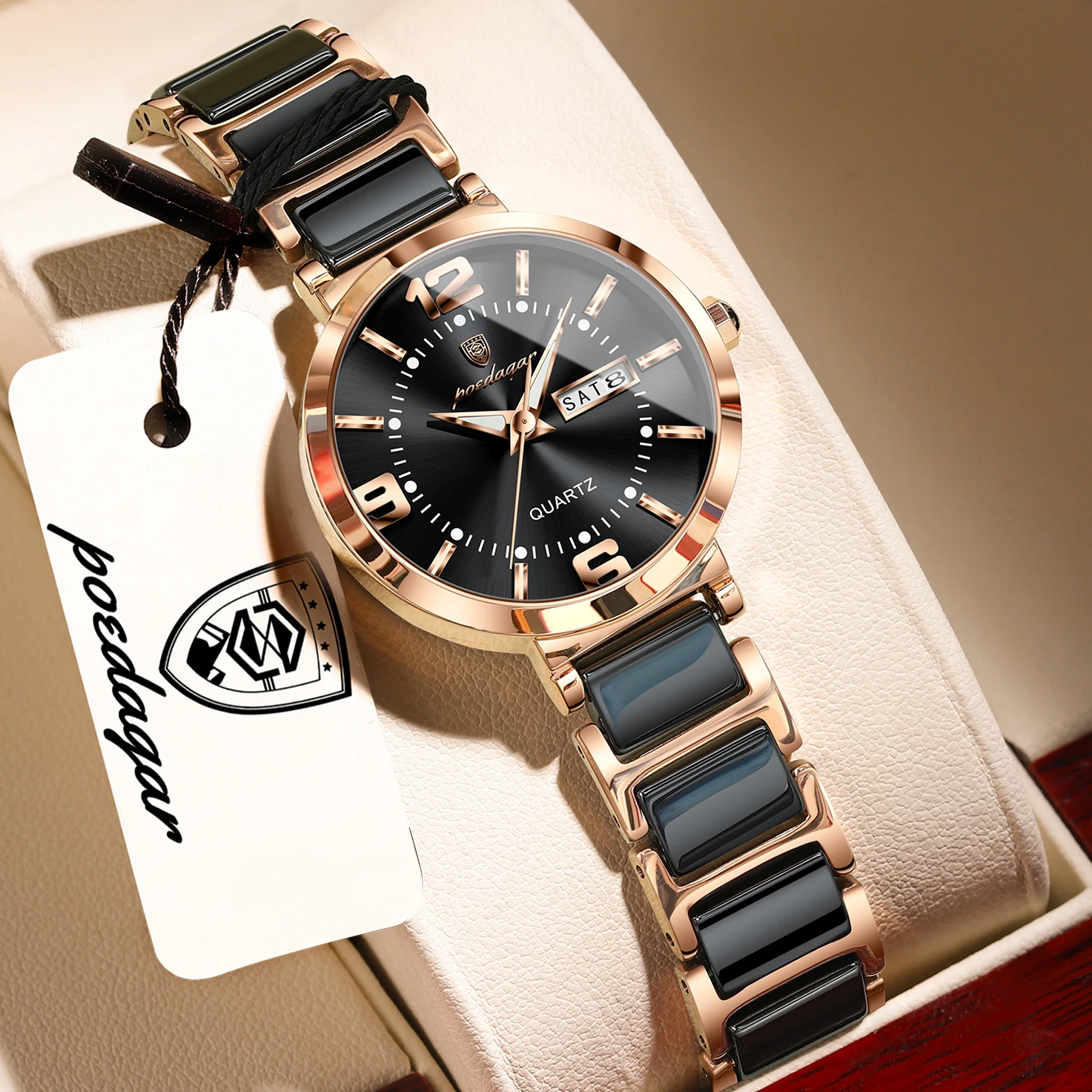 POEDAGAR Luxury Quartz Woman Clock Waterproof Stainless Steel Elegant Ladies Wristwatch Week Date Fashion Women's Watches Reloj