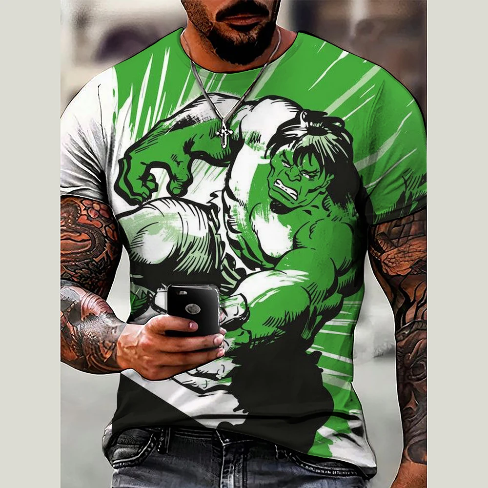 2024 Marvel Superhero Hulk T-shirt Men's Clothing Children's T-shirt Spider Man Summer Short Sleeve Top T-shirt