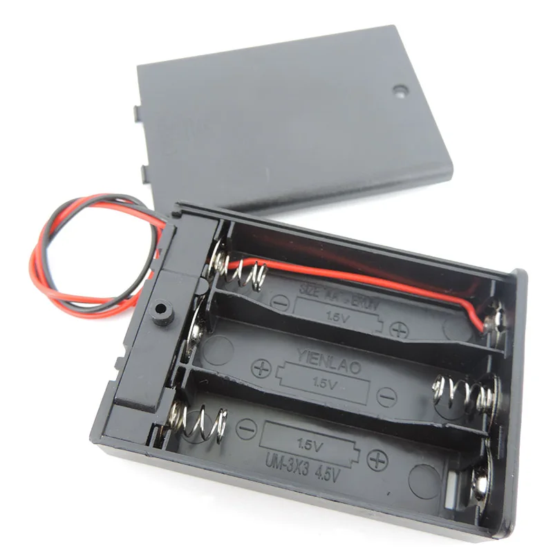 5pc 2/3/4 Slot AA AAA Battery Holder,1.5V/3V/4.5V/6V AA Battery Box with Leads Wires ON/Off Switch and Screw Cap Case Back Cover