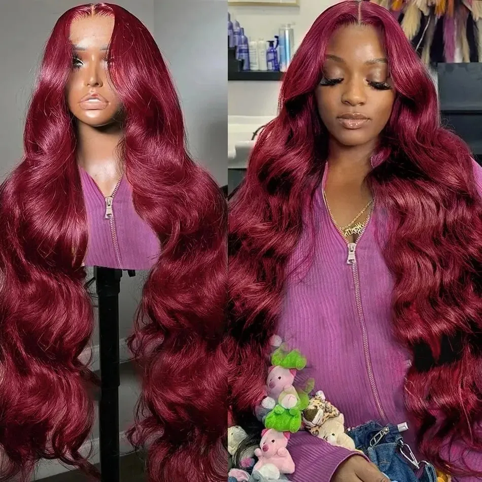 

Body Wave Wig Human Hair Burgundy 99J Lace Front Wig 13x4 13x6 Hd Lace Frontal Wig Human Hair Pre Plucked 99j Red Colored Wig