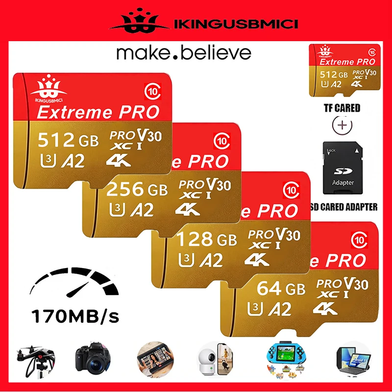 High Performance Micro Memory Card SD Cards TF Cards Flash Card 16GB/32GB/64GB/256GB/512GB for Security Camera