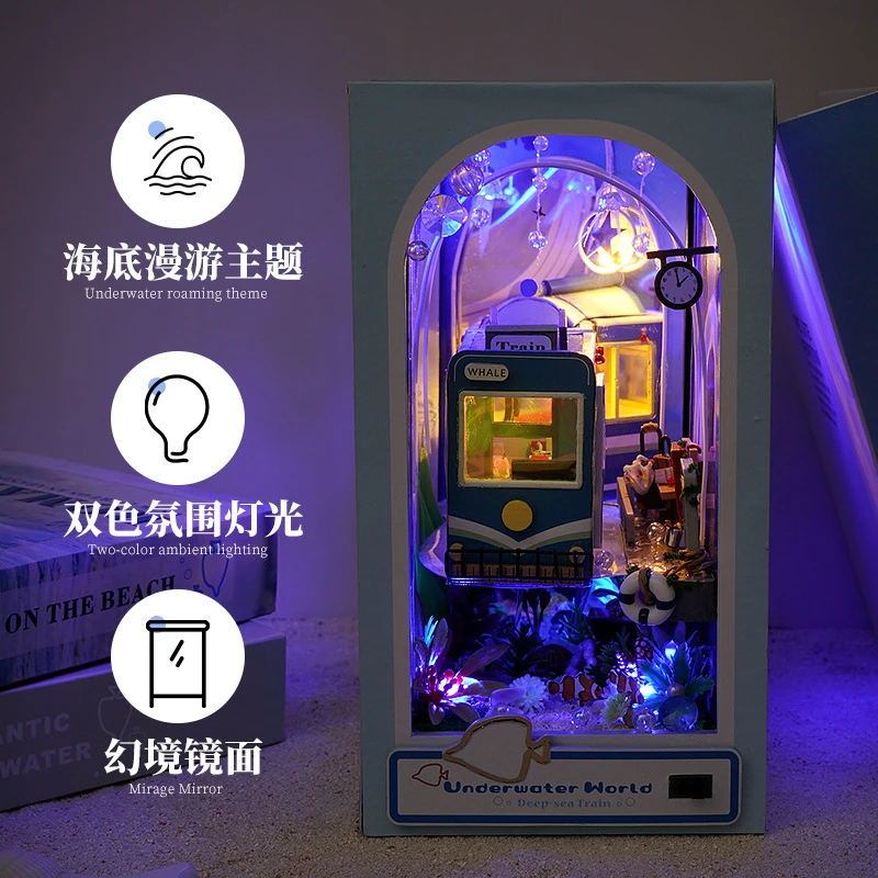 DIY 3D Miniature House Bookends Handcraft Assembly Model Puzzle Creative Birthday Gift for Book Lovers Home Office Decor
