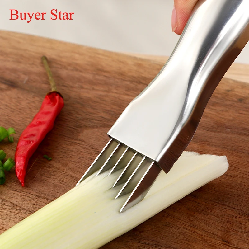 1xStainless Steel Chopped Green Onion Artifact Cutting Vegetable Onion Tomato Knife Kitchen Cutter Cooking Tools Cut Green Onion