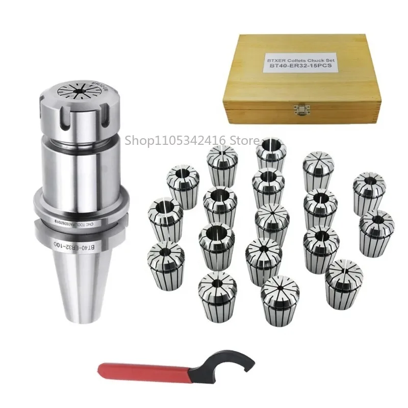 40 ER32 Collet Set 15PCS, 0.008mm Precision Milling Collets (3-20mm) – BT Tool Holder ER32 Collet Chuck Set for Machine Tools