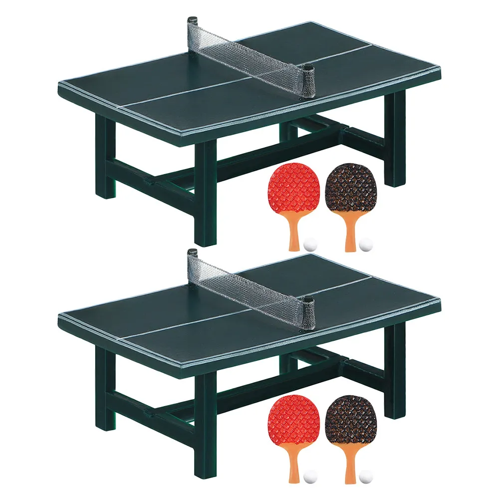 

2Set Miniature Table Tennis Set Realistic 1:12 Accessories for DIY Dollhouse Layout Micro Landscape Decoration Role