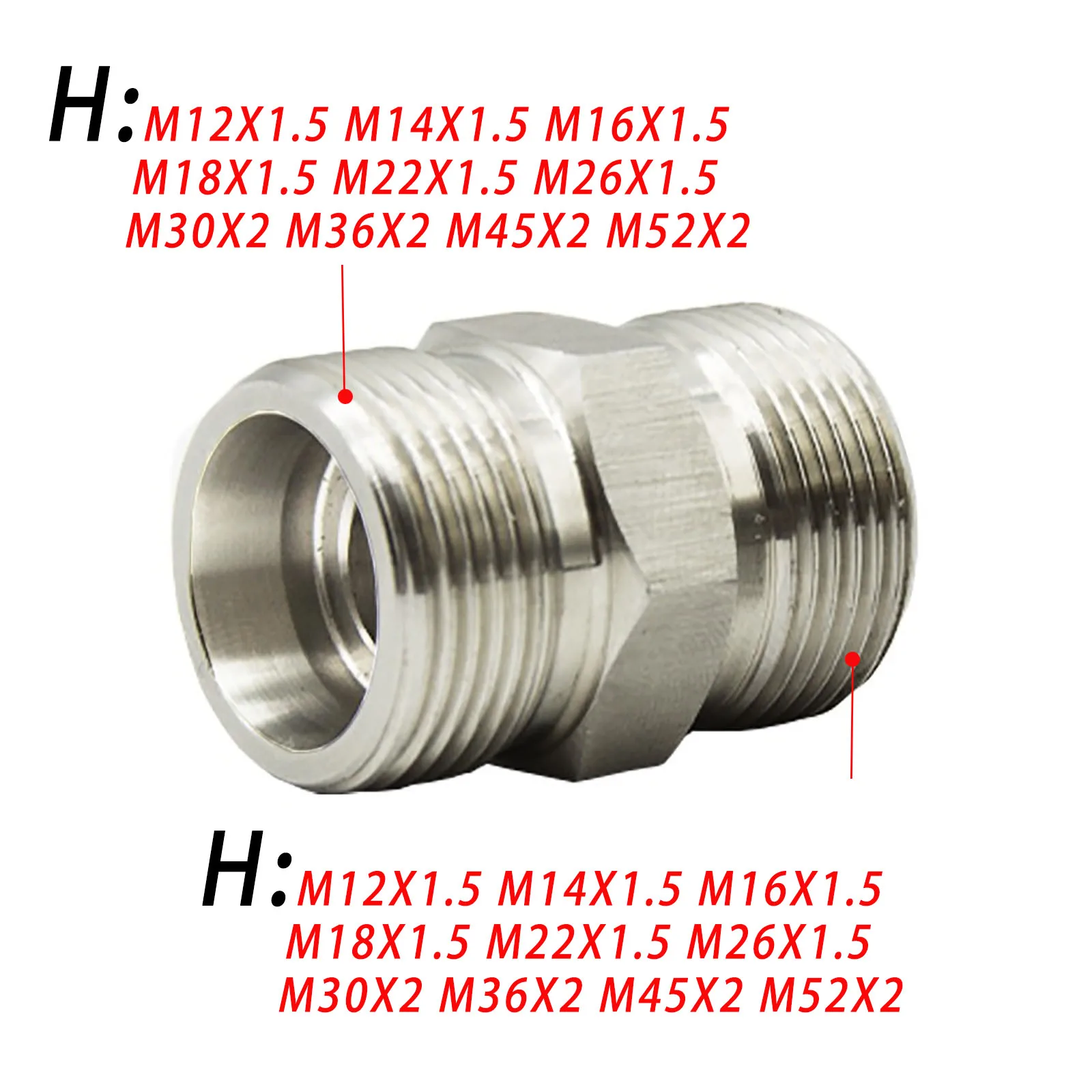 1C Metric Male Thread 24° Cone Seal Straight Union Fitting 304 Stainless Steel Hydraulic Compression Connector Oil Pipe Joint