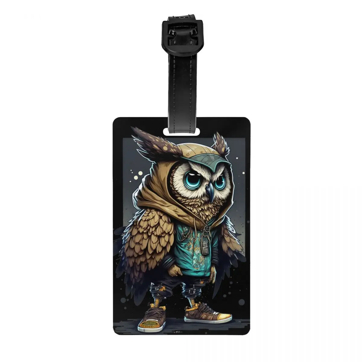 Custom Owl Graffiti Manga Anime Luggage Tag With Name Card Privacy Cover ID Label for Travel Bag Suitcase