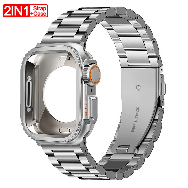 

Strap+Case for Apple Watch Band Ultra 3/2/1 49mm 46mm 45mm 44mm 42mm Metal Alloy Cover Bracelet IWatch Series 11 10 9 8 7 6 SE 5