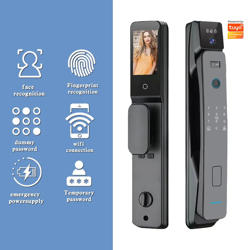 Glomarket Tuya Wifi Fully Automatic Digital Cerradura Inteligente With Camera Face Recognition Biometric Fingerprint Smart Lock