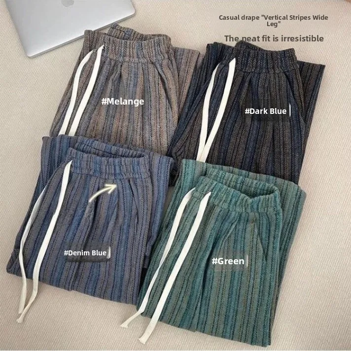 

Men's Casual Khaki Pants Striped Heavyweight Tweed Straight Leg Casual Spring Autumn Wear Resistant Durable Faionable