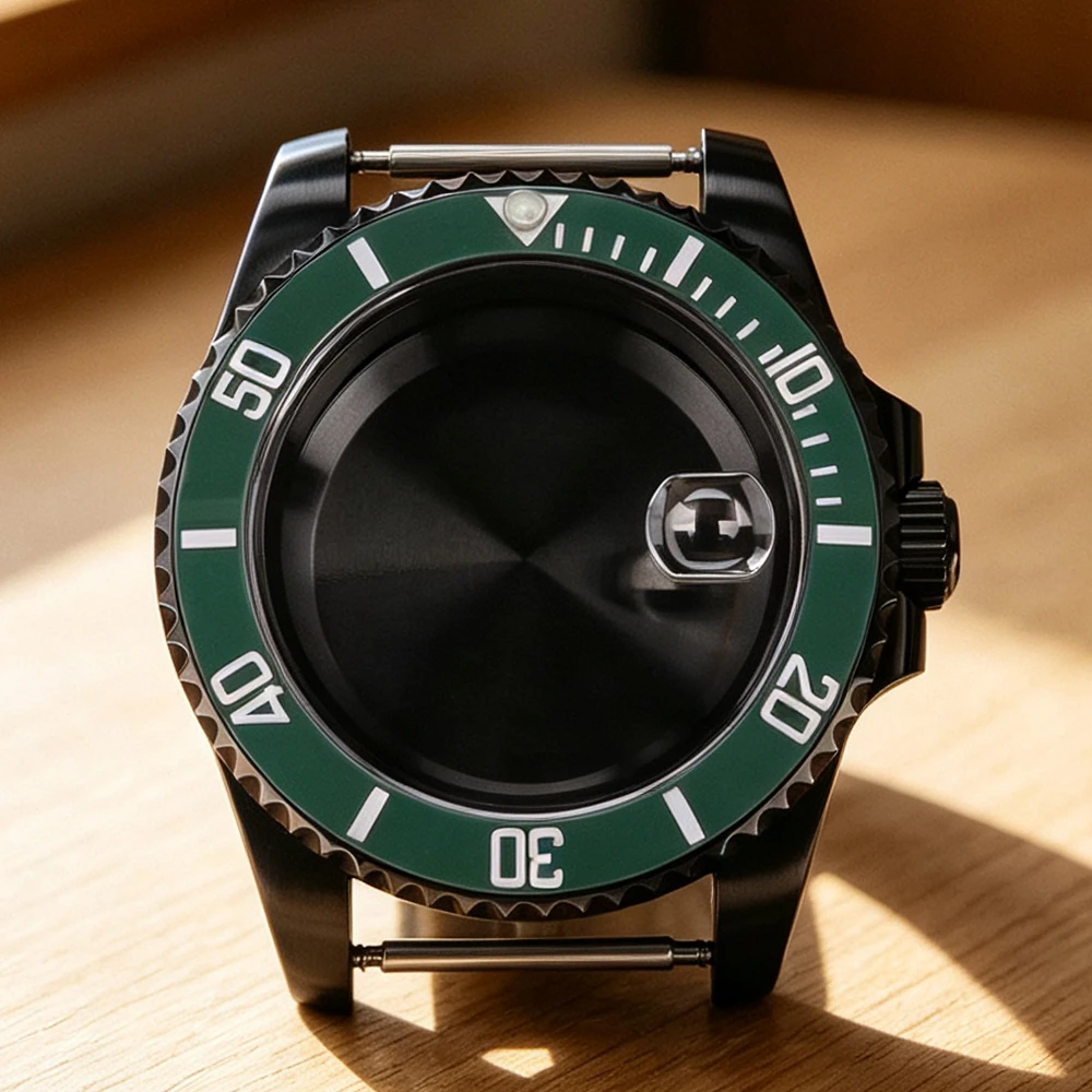 Black 40MM Watch Case Sapphire Glass For SUB NH35 NH36 NH38/34 Miyota8215 ETA2824 Movt Hot Sale Luminous Bezel Repair Tools Part