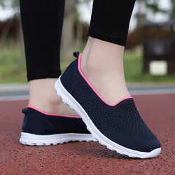 Women Summer Mesh Walking Sneaker Black Breathable Sport Outdoor Comfortable Loafers Girls For Running Flats Size 35-42
