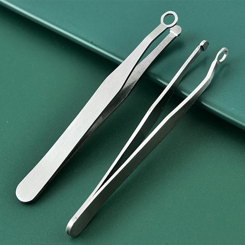 Round Steel Nose Hair Trimmer Tweezers Clippers High Precision Fine Hairs Puller Beard Hair Removal Eye Brow Clips Makeup Tool