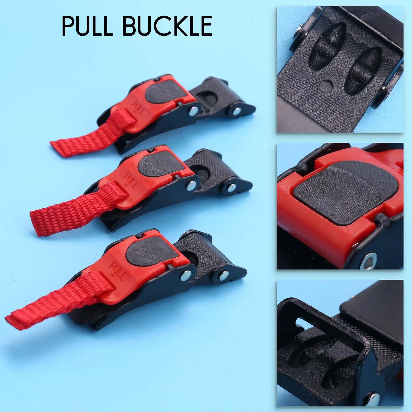 플라스틱 오토바이 헬멧 스피드 클립 턱 스트랩, 퀵릴리즈 풀 버클, 블랙 + 레드, 3x, 신제품