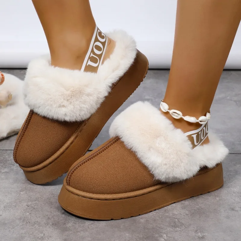 Women Boots New Winter Fur Warm Boots Thick Sole New Short Plush Flat Shoes Household Cotton Suede Women Boots Zapatos De Mujer