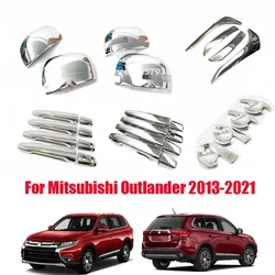 For Mitsubishi Outlander 3 2013-2021 ABS Chrome Door Handle Door Bowl Rear View Rearview Side Mirror Taillight Eyebrow Cover